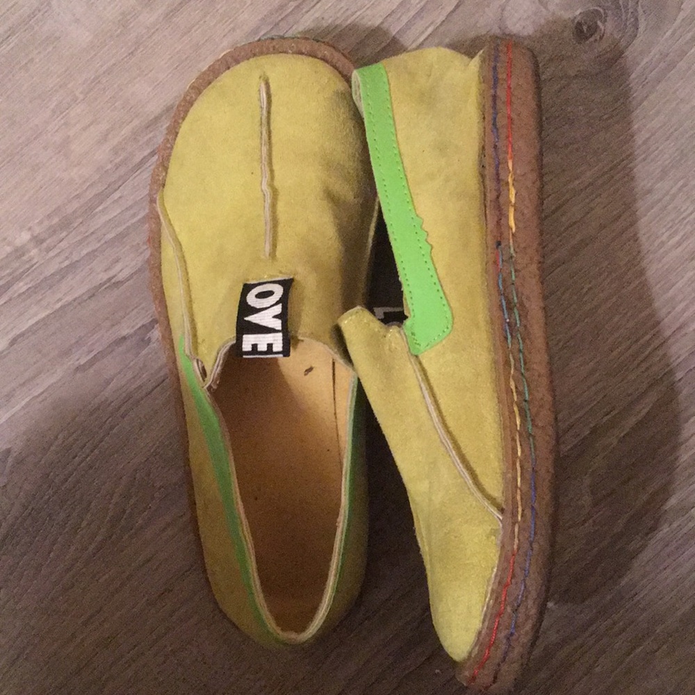 Lime green One Love clogs